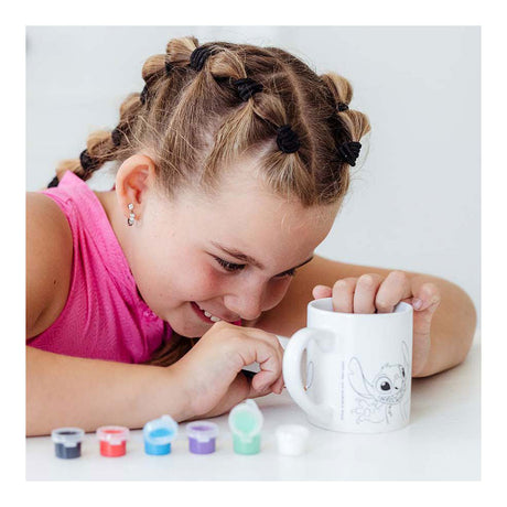 Kubek do kolorowania Totum Disney Stitch - zestaw do rękodzieła, kubek ceramiczny w zestawie. farba i pędzel - wskazówka na prezent zabawki dla dziewcząt i chłopców rękodzieło Lilo Stitch