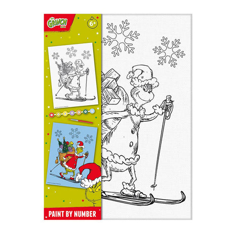 Totum grinch - obraz na płótnie według numeru grinch - wykonaj obraz w formacie A4 - zestaw do rękodzieła dla chłopców i dziewcząt od 6 lat włącznie. wycieczka malarska i pędzel – wskazówka dotycząca prezentu