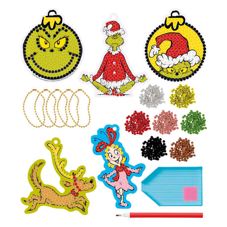 Totum the grinch - Zrób 5 wisiorków do malowania diamentami - zabawki dla chłopców i dziewcząt od 5 lat - zestaw do rękodzieła home deco