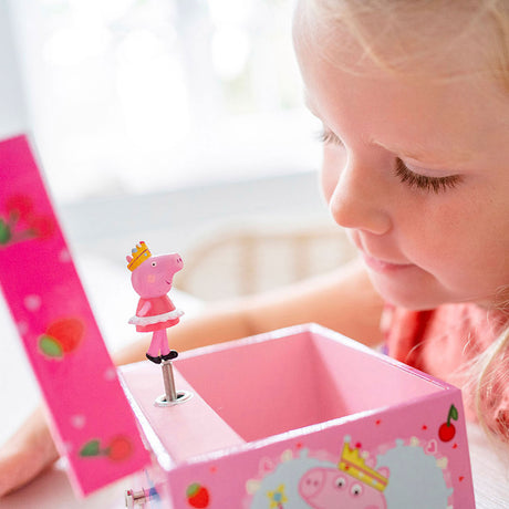 Bambolino Pudełko na biżuterię ze świnką Peppą, pudełko na biżuterię, pozytywka - z obrotową baletnicą Peppa i lustrem - zabawki dla najmłodszych dzieci i przedszkolaków od 3 lat - wskazówka dotycząca prezentów