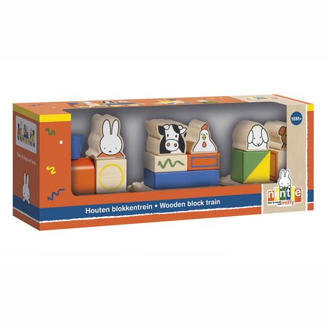 Zabawki Bambolino Drewniany pociąg z klocków Miffy. 3+