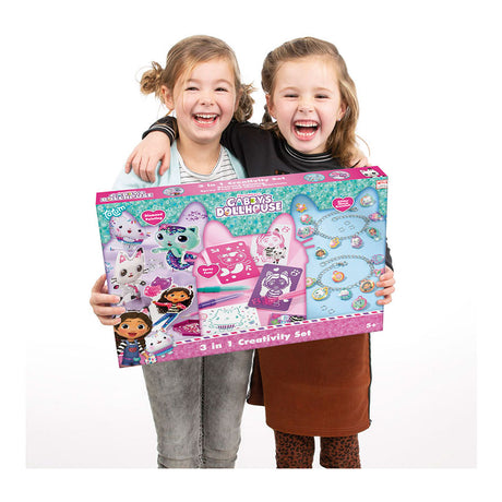 Totum Gabby's Dollhouse Craft Package XL 3 w 1 Charm Bransoletki Robienie zabawek Dziewczyny, farba diamentowa, pisaki i szablony w sprayu - Gabby's Dollhouse Porada na prezent Tworzenie kreatywnych zabawek