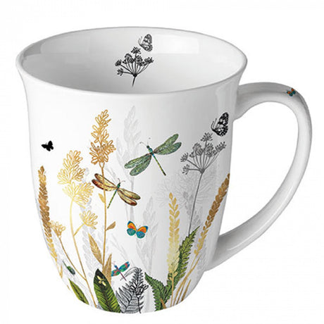 Kubek Ambiente kwiaty ozdobne biały 0,4l z delikatnej porcelany kostnej