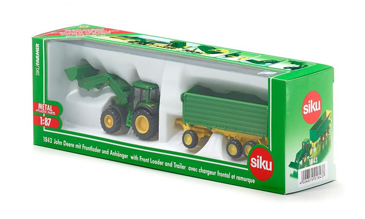 Siku 1843 John Deere z przyczepą 1:87