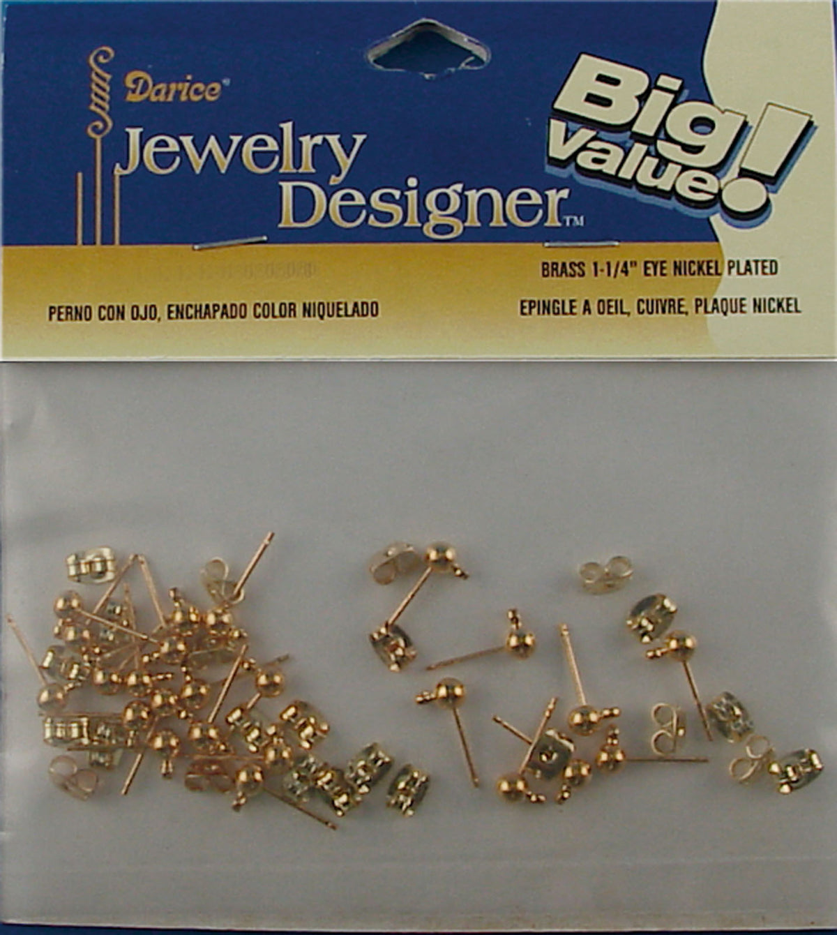 Darice • Kolczyki sztyfty 4mm złote 24szt.