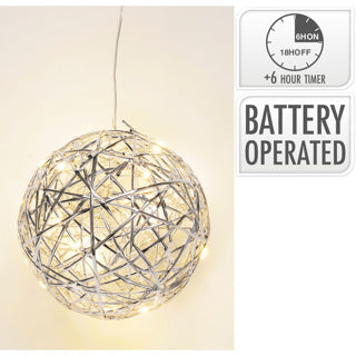 No Fire Ball 15cm z diodą LED srebrną | 6 sztuk