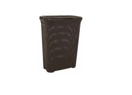 Kosz na pranie w stylu Curver z pokrywką - 40l - plastik - brązowy