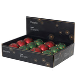 Kerstballen glas matt w red diamonds 2col ass | 12 stuks