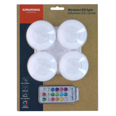 Bezprzewodowa lampa LED zmieniająca kolor Grundig, zestaw 4 szt