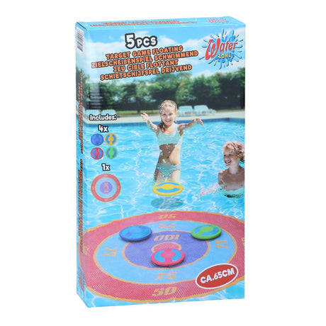 Eddy Toys gra w rzucanie 5-częściowa - zabawki do basenu dla dzieci - pływająca gra docelowa z krążkami - gra do wody i ogrodu - średnica 65cm - wielokolorowy
