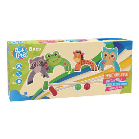 Eddy Toys drewniane zwierzęta do gry w krokieta, 8 sztuk.