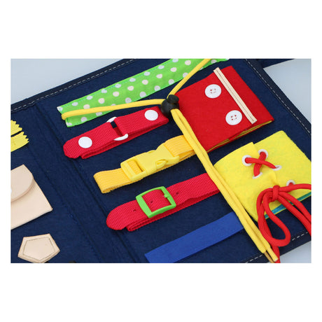 Eddy Toys Książeczka z ćwiczeniami Montessori - nauka otwierania i zamykania ubrań - ćwiczenie umiejętności motorycznych