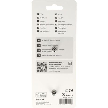 Rema tip top holandia b.v. Lampa tylna simson aurora d-line d100c