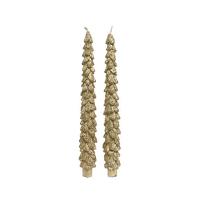 Decoris dinerkaars kerstboom set van 2 stuks goud ø2,1xh25cm