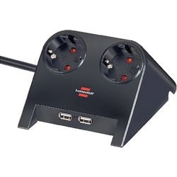 Stołowa listwa zasilająca brennerstuhl ładowarka USB 1,8m czarna