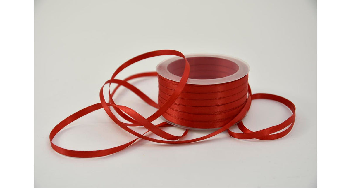 Satijnlint 6 mm x 50 mtr rood