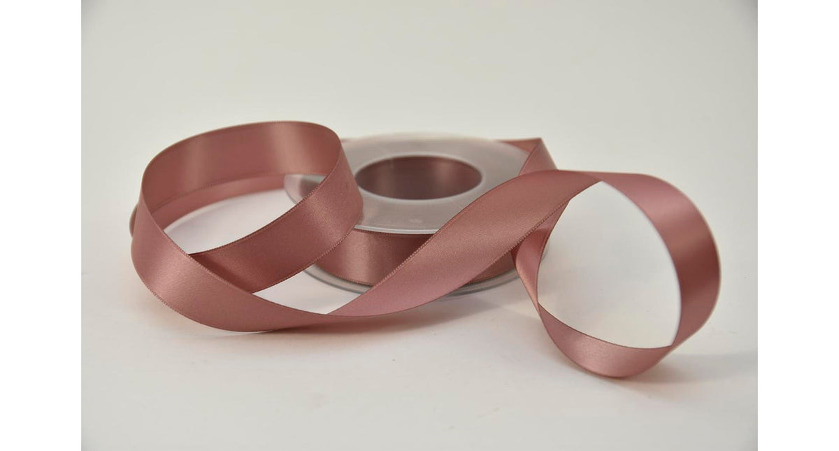 Satijnlint 25 mm x 25 mtr oudrose