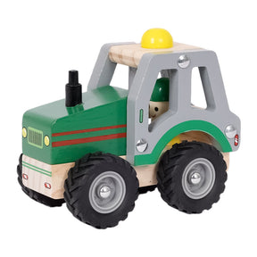 Speelgoed top houten traktor groen met poppetje