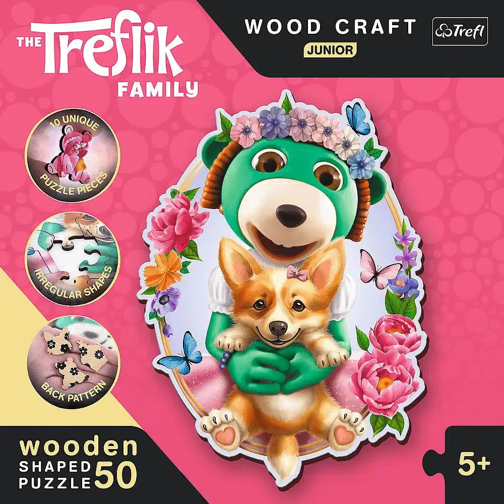Trefl puzzle drewniane drewno rzemieślnicze junior happy iks przyjazne dla środowiska fsc.
