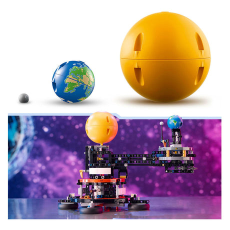 Lego technic - zabawka konstrukcyjna z ziemią i księżycem w ruchu