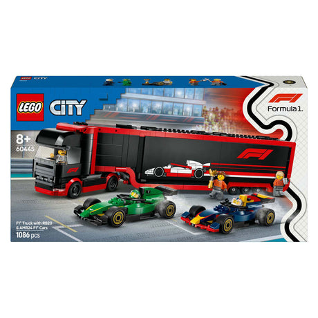 Lego City Ciężarówka F1 z zestawem samochodów RB20 i AMR24 F1® — 60445