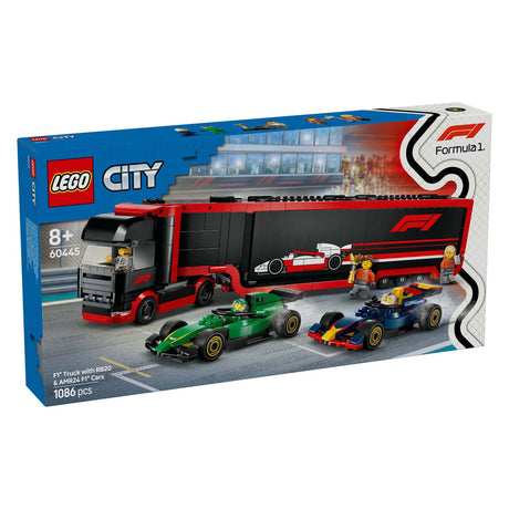 Lego City Ciężarówka F1 z zestawem samochodów RB20 i AMR24 F1® — 60445