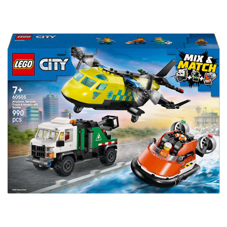 Lego City Great Vehicles 60505 remiks samolotu, pojazdu serwisowego i poduszkowca