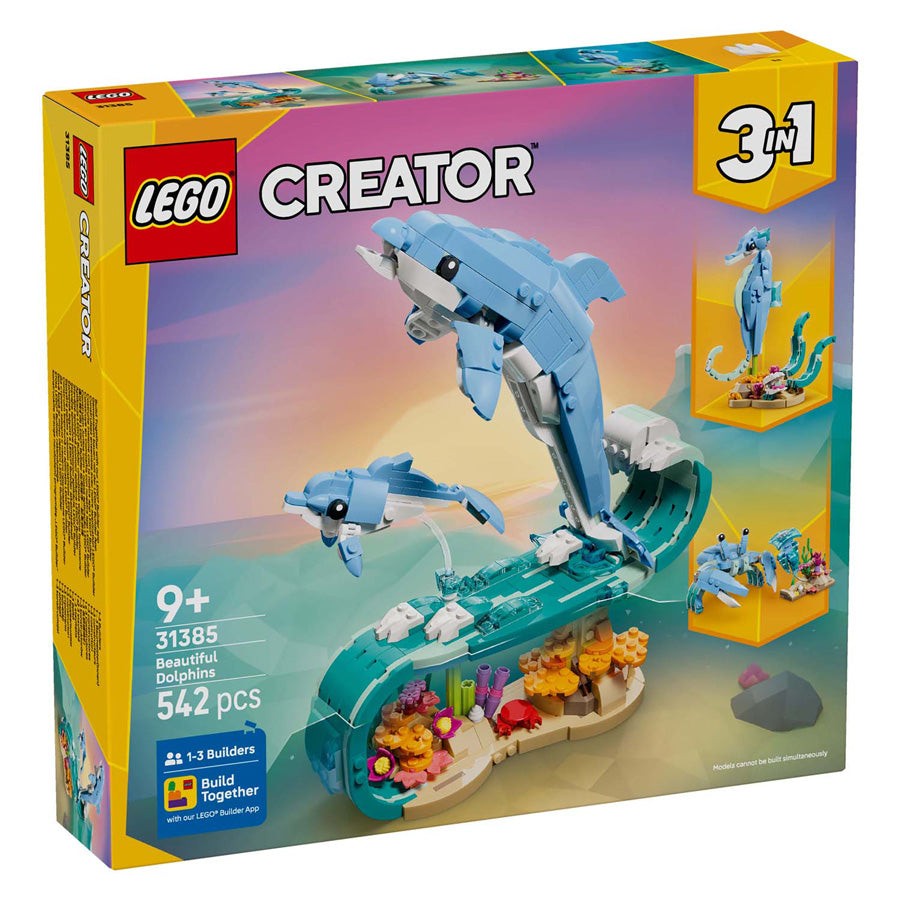Lego® Creator Zwierzęta morskie 3 w 1: piękne delfiny - przebuduj na konika morskiego lub kraba - 31385