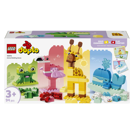 Lego Duplo gra polegająca na budowaniu zwierząt, edukacyjne zabawki Montessori dla dzieci z figurkami zwierząt 10472