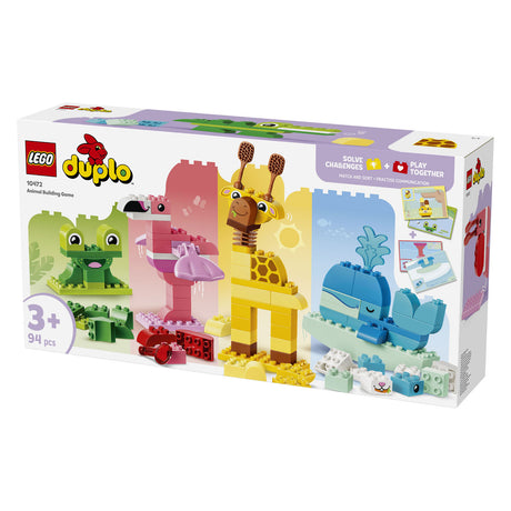 Lego Duplo gra polegająca na budowaniu zwierząt, edukacyjne zabawki Montessori dla dzieci z figurkami zwierząt 10472
