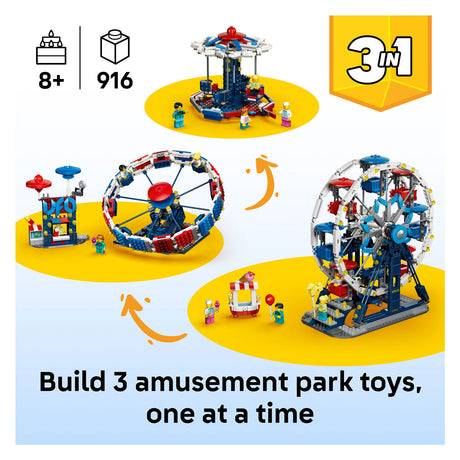Lego Creator 3w1 Klasyczny diabelski młyn, przejażdżka UFO i wir dla dzieci 31389