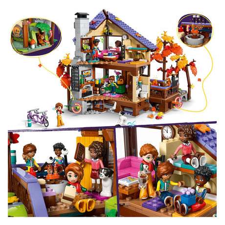 Lego Friends Przytulna leśna chatka w jesiennych zabawkach z figurkami zwierząt i lalkami 42705