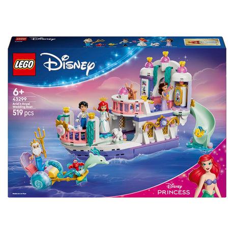 Lego ǀ Disney Księżniczka Ariel Zestaw do budowania królewskiej łodzi weselnej dla dzieci z 7 figurkami 43299