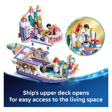 Lego ǀ Disney Księżniczka Ariel Zestaw do budowania królewskiej łodzi weselnej dla dzieci z 7 figurkami 43299