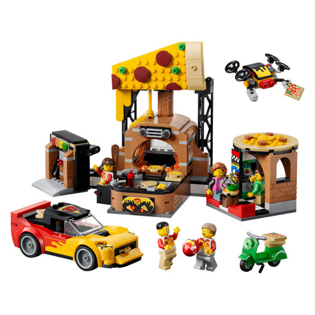 Lego City Pizza Center z pojazdami, zabawkami do pizzy dla dzieci 60496