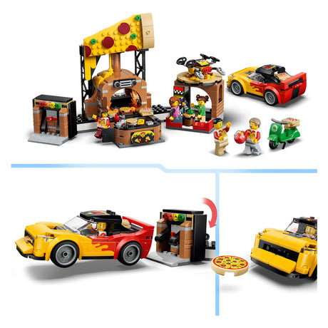Lego City Pizza Center z pojazdami, zabawkami do pizzy dla dzieci 60496