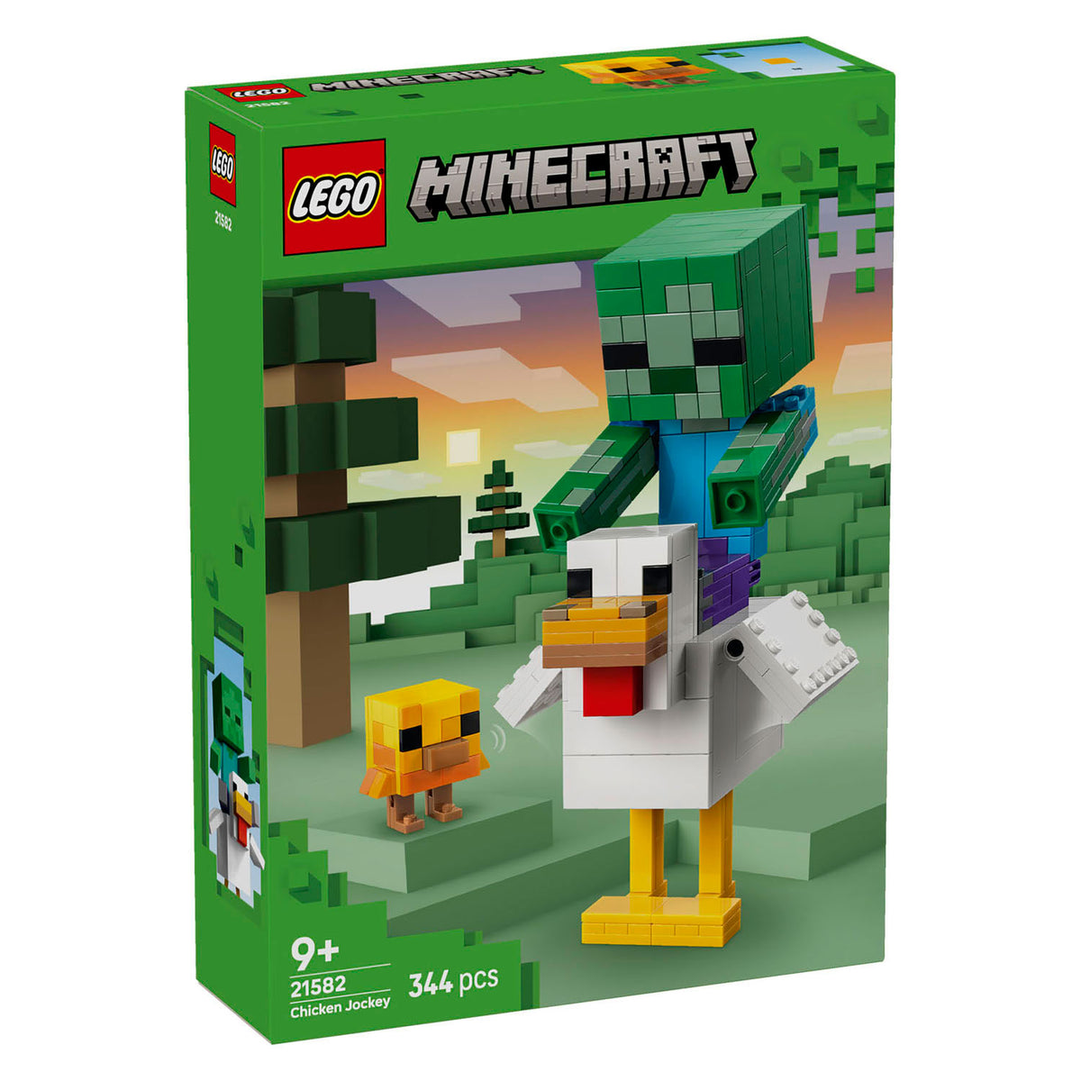 Lego ® minecraft® kipberijder bouwspeelgoed - gamingdecoratie met babyzombie, kip en kuiken - cadeautip voor jongens en meisjes vanaf 9 jaar - 21582