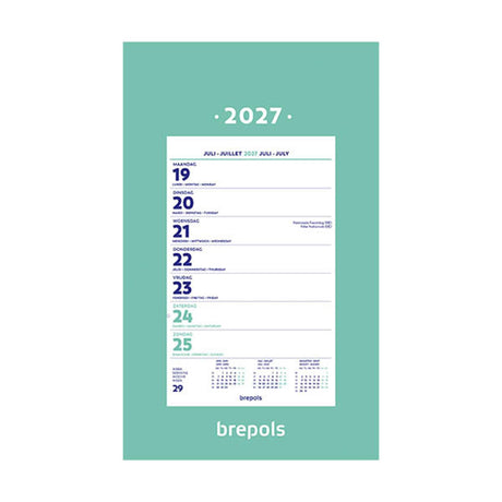 Kalendarz ścienny Brepols na tydzień 2026 przyklejony