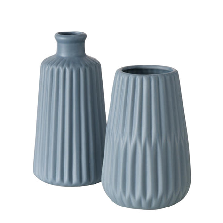 Wazon domowy Boltze esko prążkowana porcelana wys. 18 cm średnica 9 cm jasnoniebieski w 2 różnych wersjach