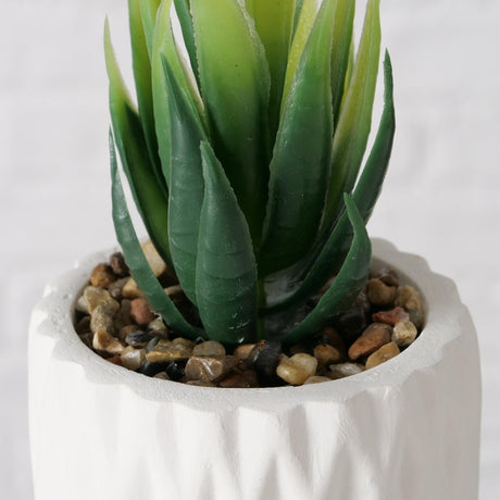Boltze domowa sztuczna roślina soczysta w kamiennej doniczce biała wys. 15 cm szer. 7 cm