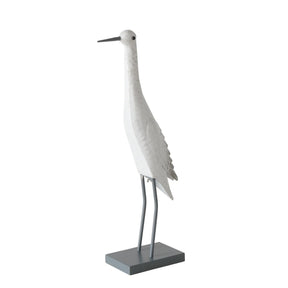 Posąg metalowy ptak Boltze „Jaron” biały, dł. 22 x szer. 11 x wys. 55 cm do wnętrz