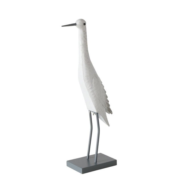 Posąg metalowy ptak Boltze „Jaron” biały, dł. 22 x szer. 11 x wys. 55 cm do wnętrz