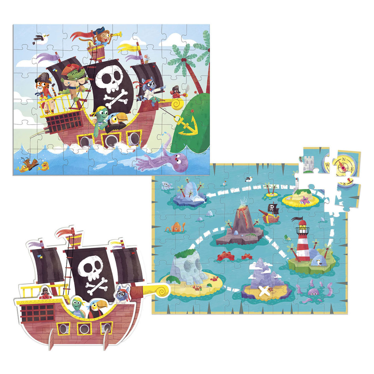 Puzzle dla dzieci Goula Dist XXL Łódź piracka 48 części