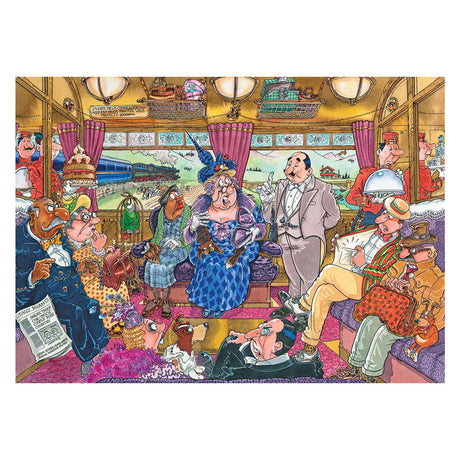 Puzzle Wasgij retro tajemnica 9 - większy napad na pociąg, 1000 elementów.