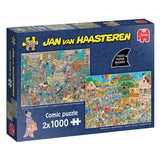 Puzzle Jumbo Jan van Haasteren - sklep muzyczny i wakacyjne drzemki, 2x1000 elementów.
