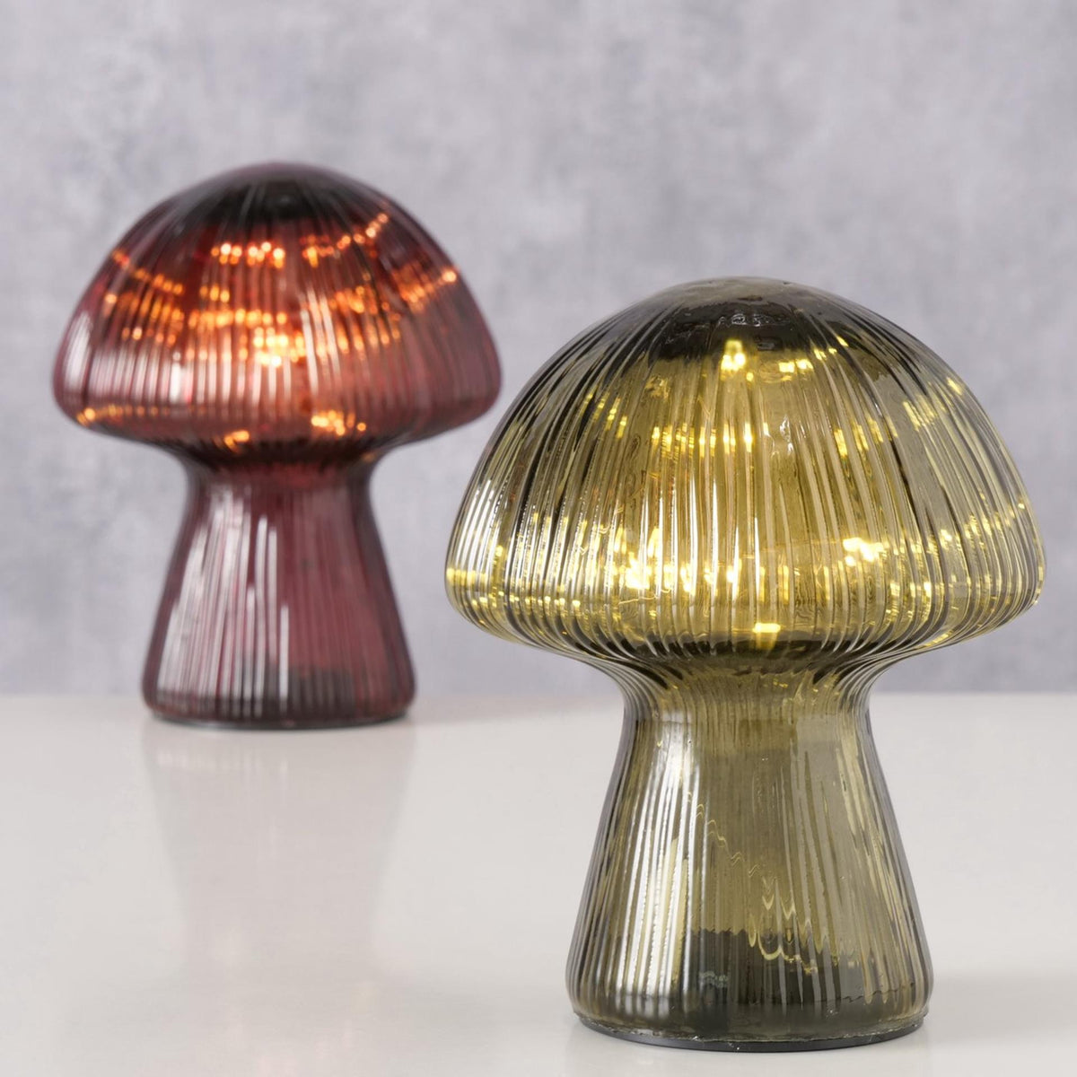 Boltze Home statua grzybowa szklana led h15cm