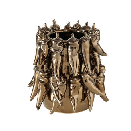 Wazon domowy Boltze, pieprzowy, średnica 19x19 cm, ceramika, metaliczny brąz