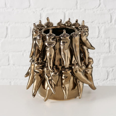 Wazon domowy Boltze, pieprzowy, średnica 19x19 cm, ceramika, metaliczny brąz