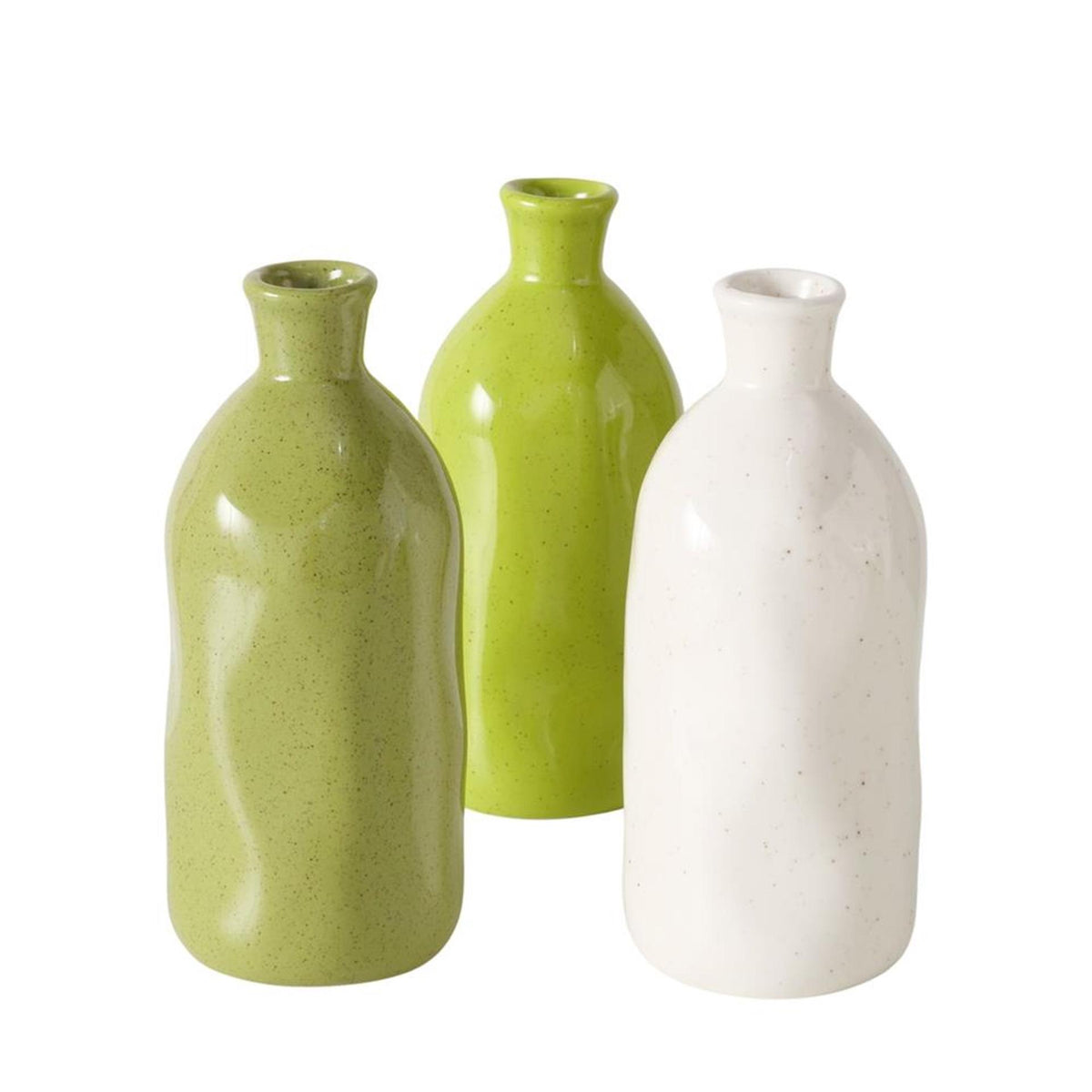 Wazon domowy Boltze mylanadia z porcelany 6,7 x 15 cm w 3 wersjach w kolorze biało-limonkowo-zielonym