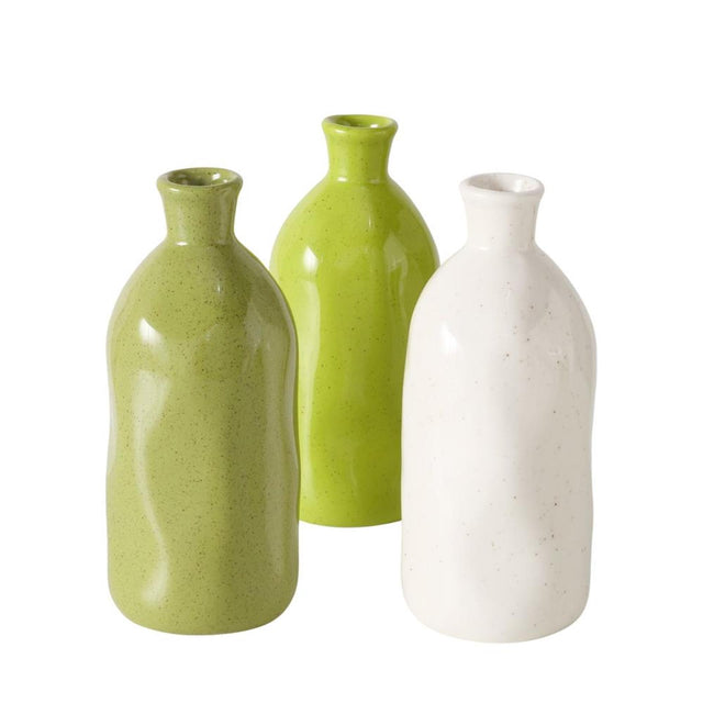 Wazon domowy Boltze mylanadia z porcelany 6,7 x 15 cm w 3 wersjach w kolorze biało-limonkowo-zielonym